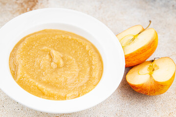 Apple puree natural ingredients tasty fresh delicious gourmet food background table rustic food top view copy space keto and paleo diet vegetarian and vegan food
