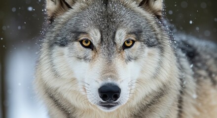 Gray wolf in the snow during winter