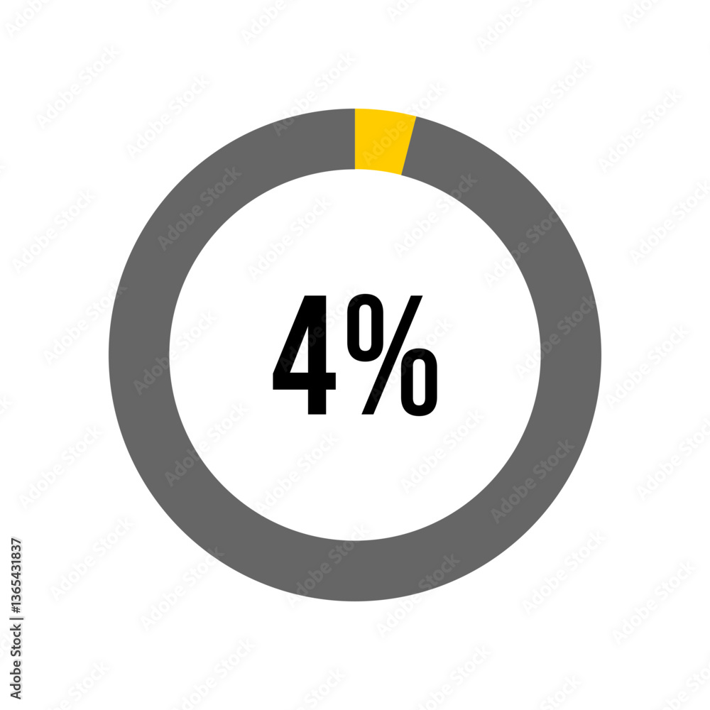 Aufkleber 4% percent percentage diagram meter from ready-to-use for web design, user interface ui or infograph