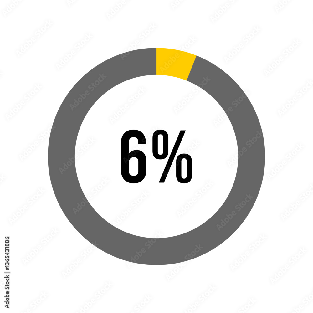 Aufkleber 6% percent percentage diagram meter from ready-to-use for web design, user interface ui or infograph