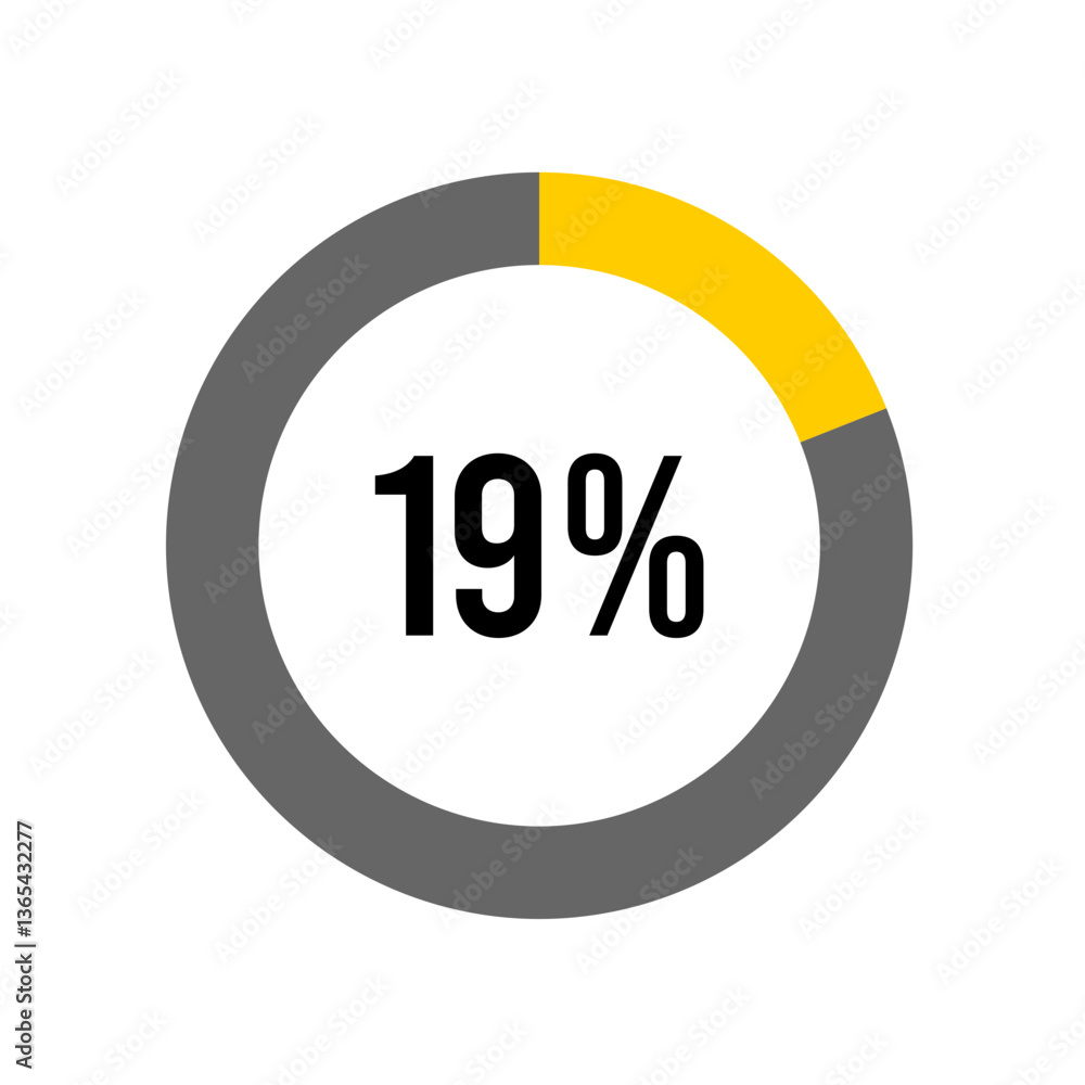 Aufkleber 19% percent percentage diagram meter from ready-to-use for web design, user interface ui or infograp
