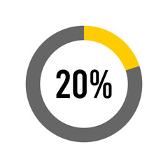 20% percent percentage diagram meter from ready-to-use for web design, user interface UI or infographic -	
