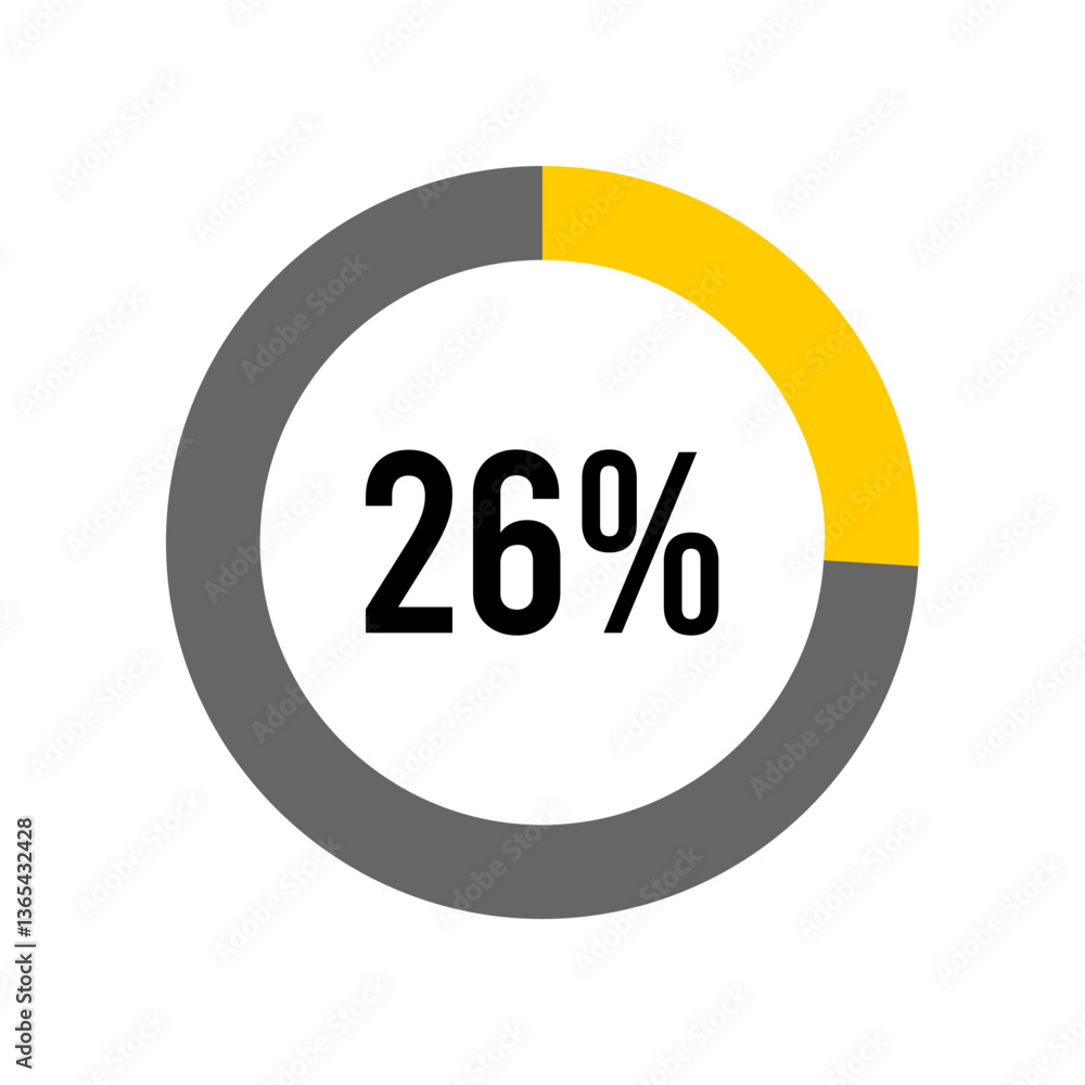 Aufkleber 26% percent percentage diagram meter from ready-to-use for web design, user interface ui or infograp
