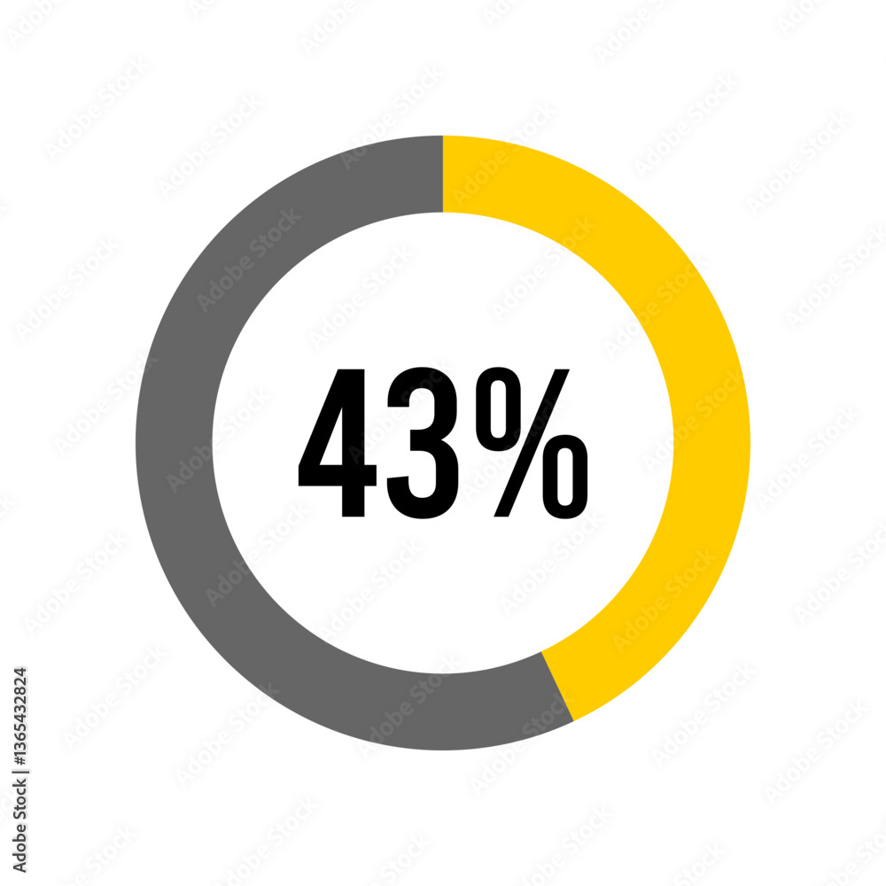 Aufkleber 43% percent percentage diagram meter from ready-to-use for web design, user interface ui or infograp