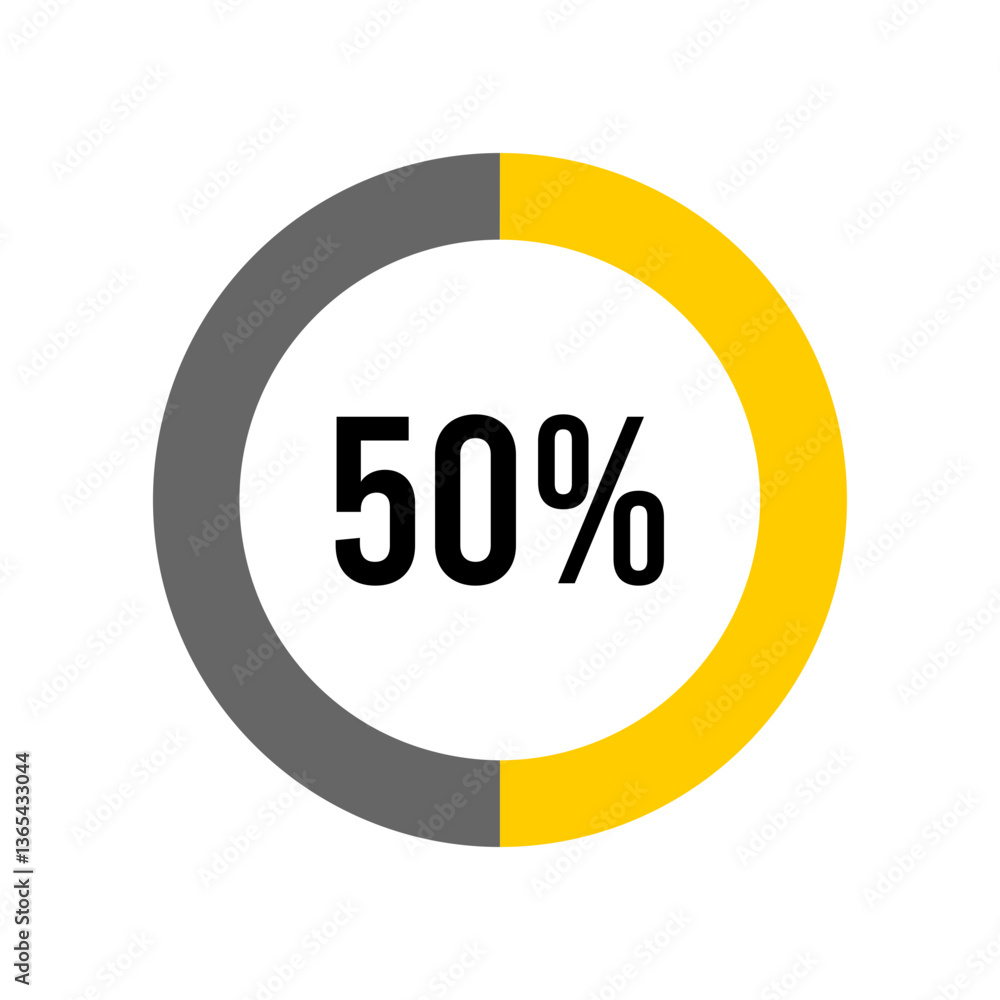 Aufkleber 50% percent percentage diagram meter from ready-to-use for web design, user interface ui or infograp