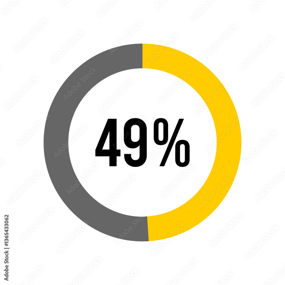 Aufkleber 49% percent percentage diagram meter from ready-to-use for web design, user interface ui or infograp