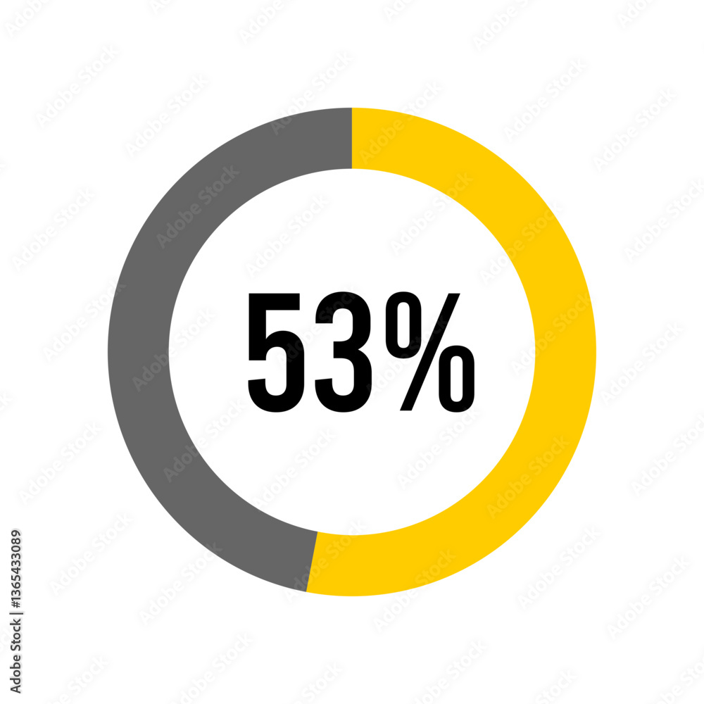 Aufkleber 53% percent percentage diagram meter from ready-to-use for web design, user interface ui or infograp