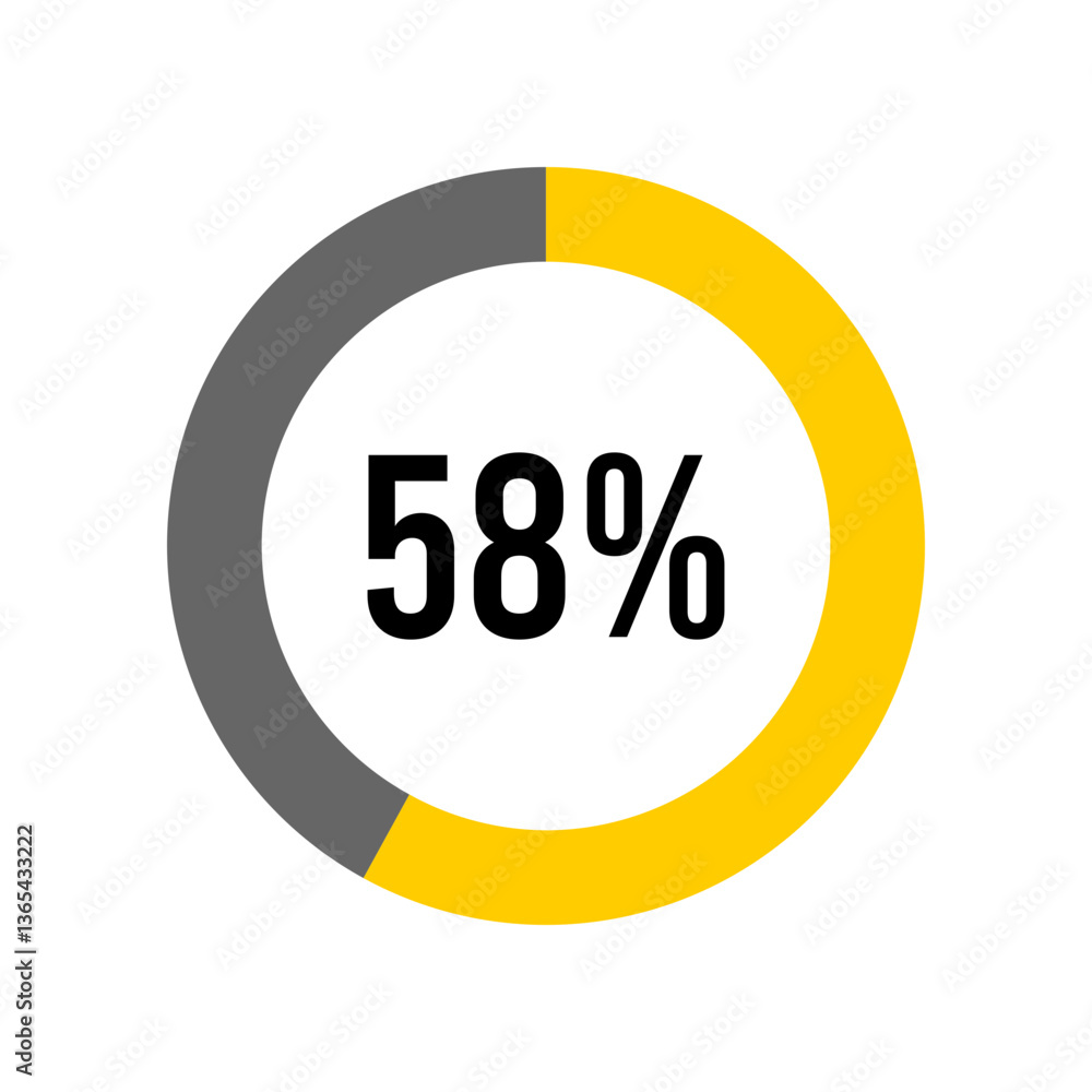 Aufkleber 58% percent percentage diagram meter from ready-to-use for web design, user interface ui or infograp