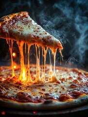 Pizza Slice with Cheese Pull