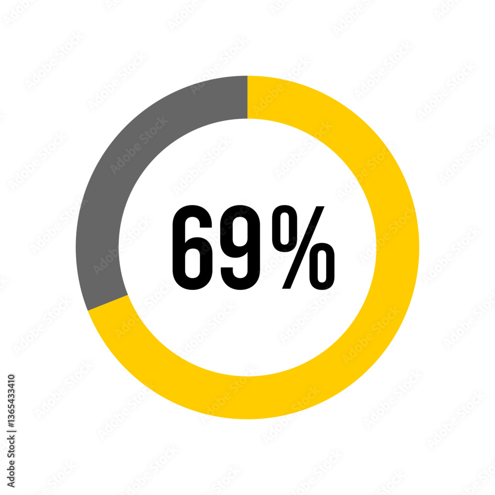 Aufkleber 69% percent percentage diagram meter from ready-to-use for web design, user interface ui or infograp