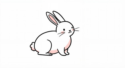 Cute white bunny sitting on a white background  