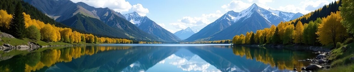 Naklejka premium Scenic landscape of mountains and lake in Aspen, Colorado, USA, Colorado, outdoors