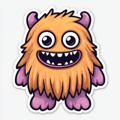 Fototapeta premium Adorable Fuzzy Orange Monster with Big Smile - Cartoon Character Illustration