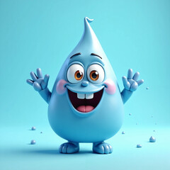 A happy and expressive drop of water