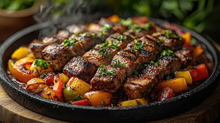Stir-Fried Vegetables with Meat in Pan