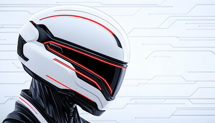 Futuristic helmet profile, sleek design