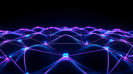 Futuristic network structure with glowing nodes, connected by lines