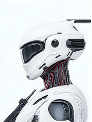 Futuristic robot head and neck profile