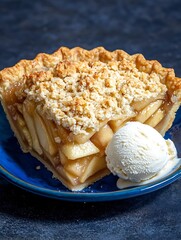Apple Pie Slice with Ice Cream