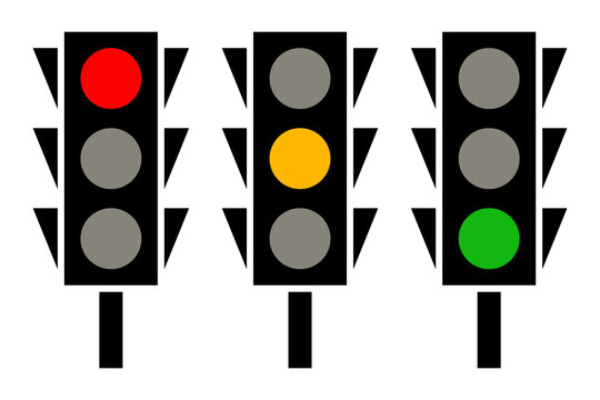Traffic light icon set. Traffic signal signs. Street regulation system signals, road safety in the city.