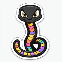 Fototapeta premium Cute Cartoon Rainbow Snake Sticker Design