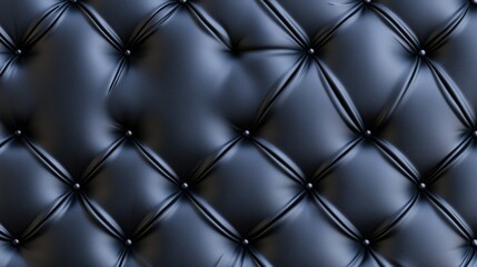Fototapeta premium A close-up view of a textured, tufted black leather surface, showcasing its luxurious and detailed pattern.