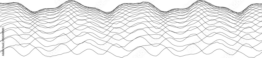 Aufkleber abstract waves pattern with black lines on white background for modern design and decoration.