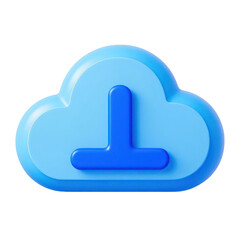 Blue Cloud Download Icon On Transparent Background, Generative AI