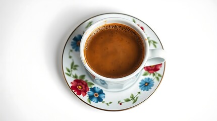Fototapeta premium Turkish Coffee in Floral Cup and Saucer Traditional Hot Beverage