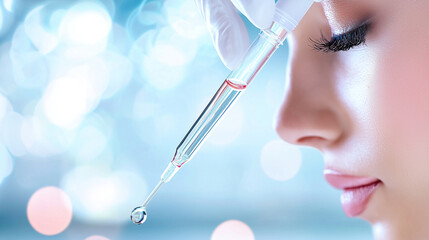 Skincare Serum Application in a Laboratory Setting