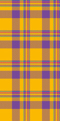 Pano background check pattern, wallpaper fabric seamless texture. Living room plaid tartan textile vector in bright and violet colors.