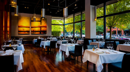 A dining room filled with lots of tables and chairs