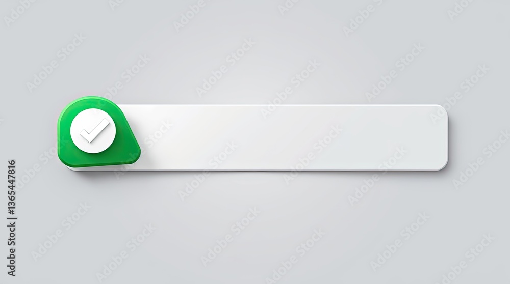 Poster rendered image displaying a white bar with a green badge
