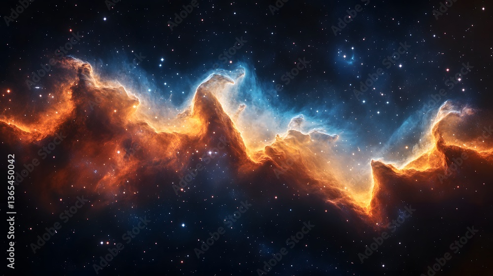 Poster captivating view of a nebula in the sky with rich colors and intricate patterns residing in the cosm