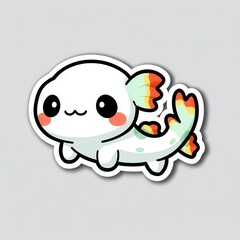 Adorable Cartoon Axolotl Sticker Design