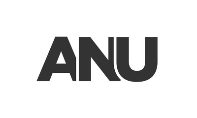 ANU logo design template with strong and modern bold text. Initial based vector logotype featuring simple and minimal typography. Trendy company identity.