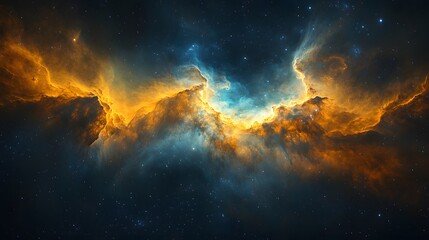 Fototapeta premium Enigmatic nebula illuminated in the sky representing the cosmic wonders and mysteries of time and space