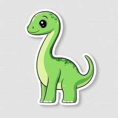 Fototapeta premium Adorable Cartoon Green Dinosaur Sticker Illustration