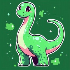 Naklejka premium Adorable Cartoon Apatosaurus Dinosaur Illustration