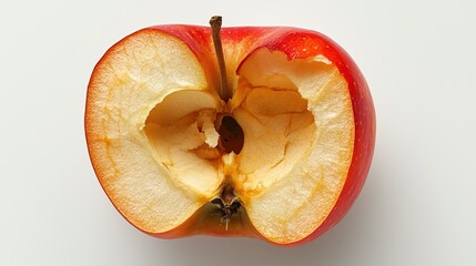 Freshly cut red apple half showing inner texture and seed cavity