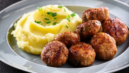 fried meatballs and mashed potatoes