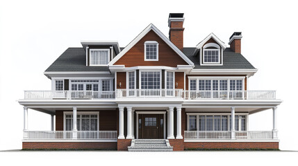 Elegant residential house with large porch and gabled roof