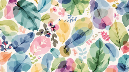 Watercolor pattern green leaves white background	