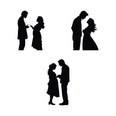 Couple silhouette set clipart on a white background