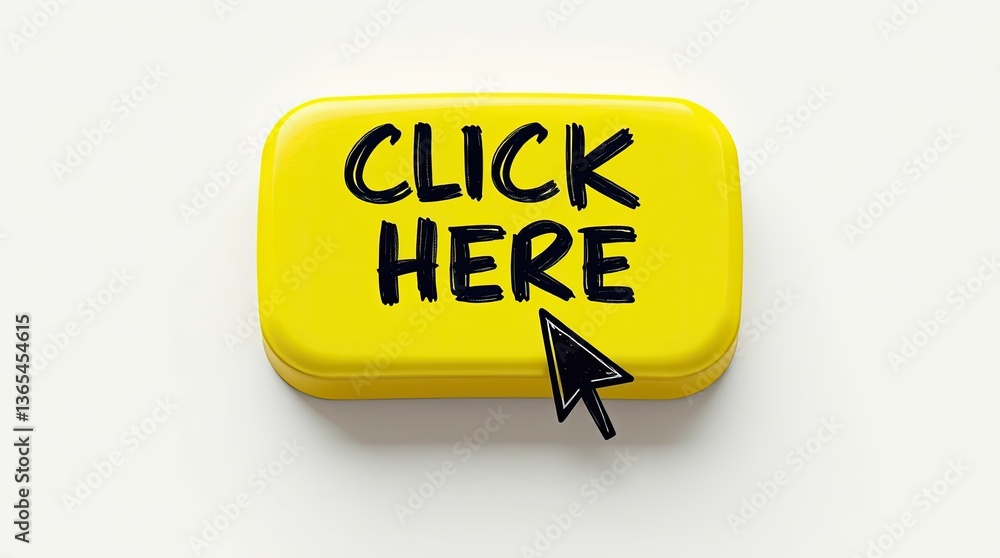 Poster a yellow button with the words click here displayed