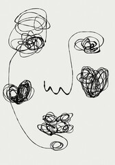 Face line art illustration drawing