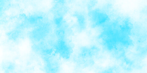 white snow is covering on blue cloudy background, Abstract blurry defocused and grainy blue sky shades Watercolor background, creative brush painted aquarelle light sky blue background.