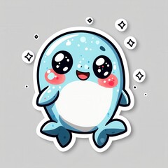 Obraz premium Adorable Kawaii Narwhal Cartoon Character Illustration