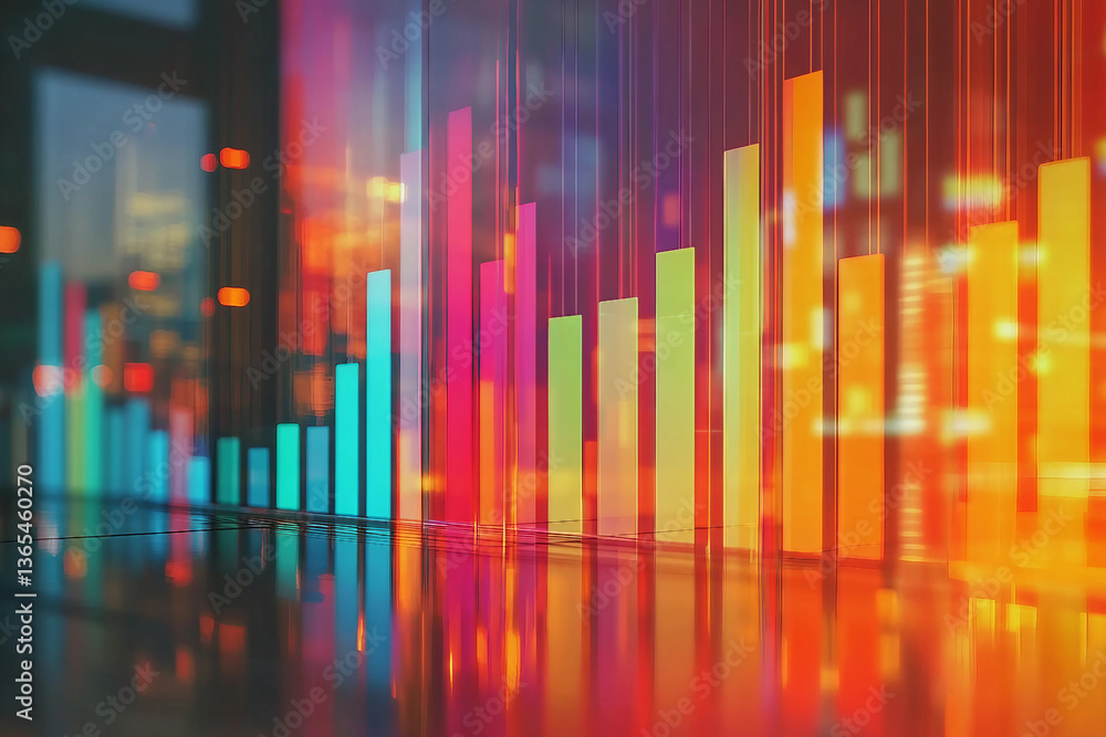 Poster a vivid abstract display charts and graphs with bright colors generated with ai