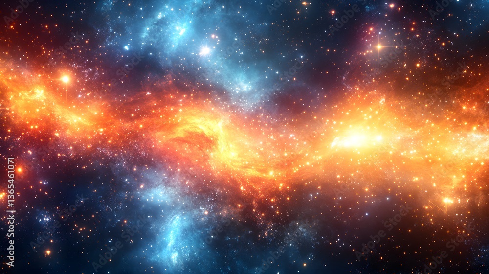 Poster enchanting nebula intertwined with a cluster of stars creating a dreamlike cosmic scene filled with 